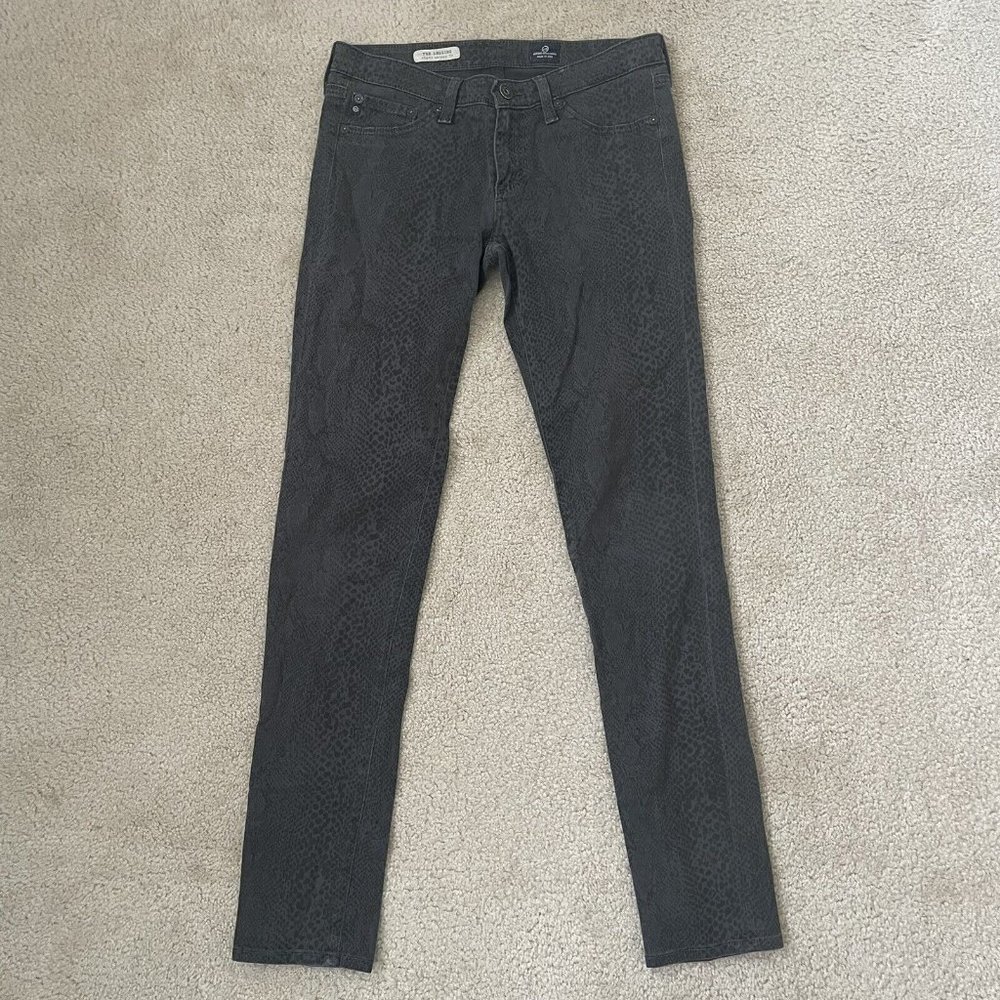AG Adriano Goldschmied Pants Womens 27 Grey Snakeskin Print Super Skinny Fit